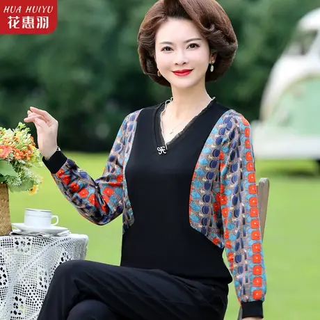 妈妈秋装套装洋气时尚减龄衬衫新款中年女春秋小衫中老年初秋上衣商品大图