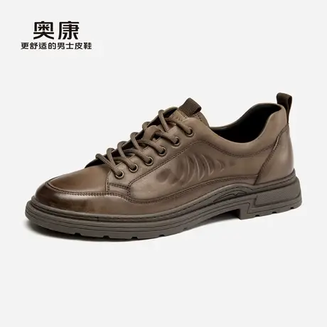 奥康男鞋秋季新款时尚头层牛皮工装鞋简约舒适耐磨休闲皮鞋商品大图