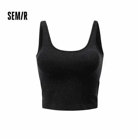 森马背心女一体式带胸垫吊带遮副乳无钢圈文胸内衣纯色打底可外穿图片