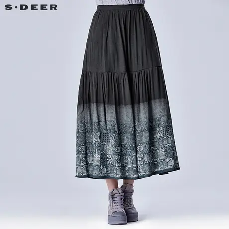 【新品】sdeer圣迪奥 女装民族年代感印花半身裙S16281185图片