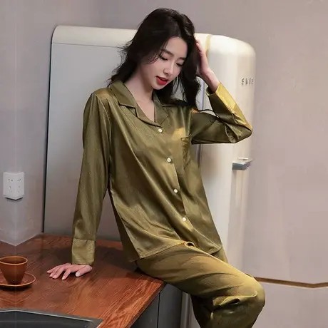 睡衣女春秋款冰丝性感高级感长袖套装2024新款秋季夏天薄款家居服商品大图