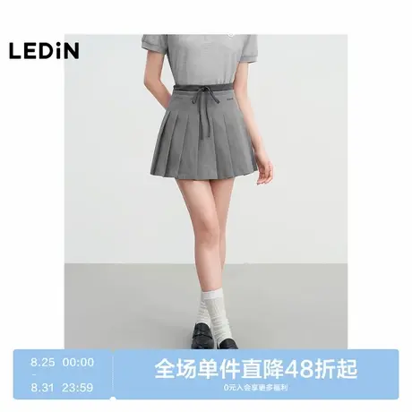 【商场同款】乐町腰头撞色百褶裙春款学院风通勤半身裙C2GEF1506图片
