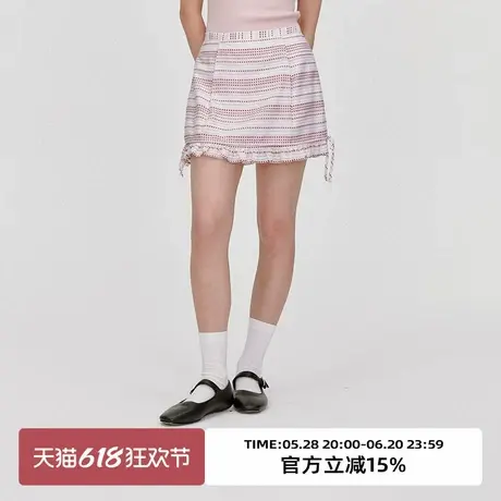 omont蛋挞家复古木耳边下摆半身裙2025夏高腰包臀显瘦小个子短裙图片