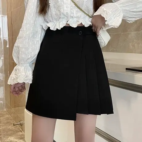 a字裙半身裙女遮肚显瘦2024春装新款大码短裙子洋气百搭高腰裙裤图片