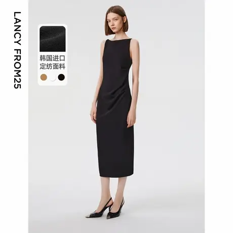 朗姿法式精致气质礼服吊带连衣裙2024年春季新款别致独特显瘦裙子图片