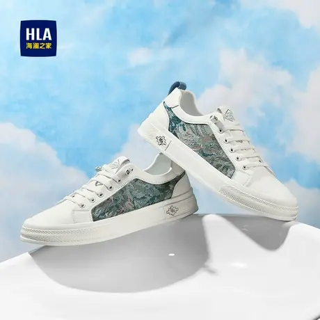 HLA/海澜之家男鞋新款夏季舒适时尚拼接复古休闲板鞋免系带布鞋男图片