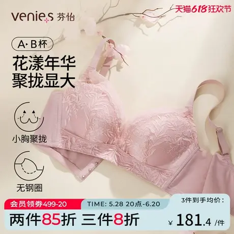 芬怡小胸聚拢内衣女四排扣调整型厚杯显胸大性感法式蕾丝文胸图片