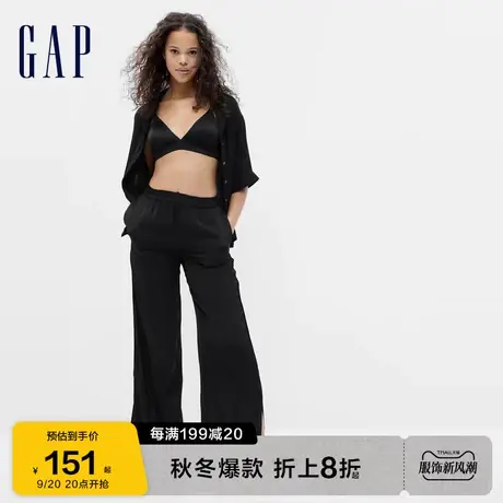 Gap女装秋季新款轻薄透气直筒睡裤长裤540870休闲居家裤潮图片