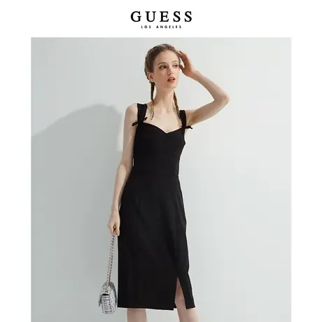 GUESS 女士甜美辣妹无袖露背纯欲黑色吊带连衣裙-W2GK56WB4H2图片