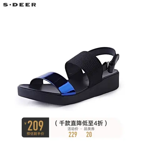 sdeer圣迪奥时尚休闲撞色拼接女式凉鞋S19283997商品大图
