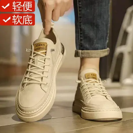 男鞋夏季透气潮流商务休闲鞋运动板鞋男士一脚蹬轻便软底通勤皮鞋图片