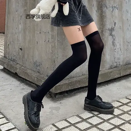 过膝袜夏季薄款天鹅绒袜子女白丝袜长筒黑色jk大腿高筒ins潮夏天图片