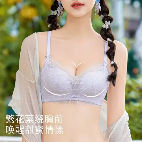 梦芭蒂2025年新款少女蕾丝小胸聚拢显大内衣女舒适无钢圈文胸罩图片