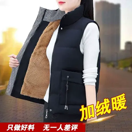 中年女士马甲女冬季2022年新款妈妈秋冬外穿加绒棉马夹羊羔毛外套商品大图