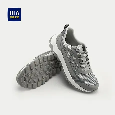 HLA/海澜之家轻质休闲鞋2025新款圆头系带橡胶发泡底运动休闲鞋男图片