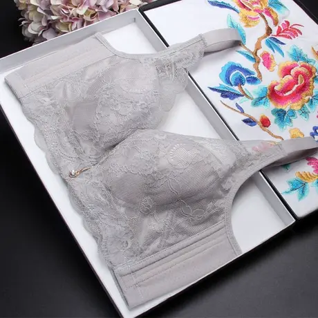 无钢圈无海绵文胸罩薄模杯聚拢调整型收副乳大码内衣夏季超薄文胸商品大图