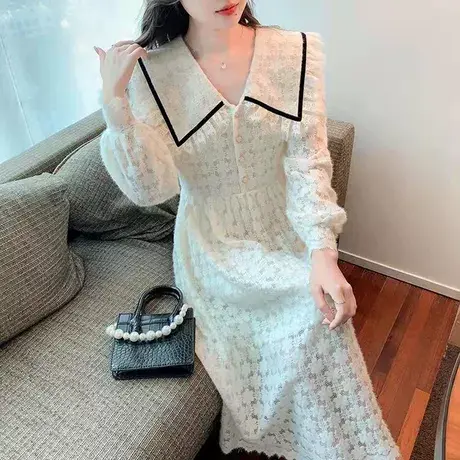 【直播】蕾丝磨毛连衣裙图片