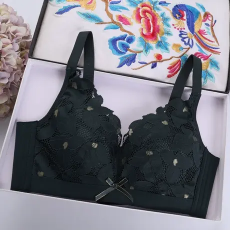 梅花女夏季超薄杯文胸薄款大码透气聚拢无钢圈无海绵女士文胸罩商品大图