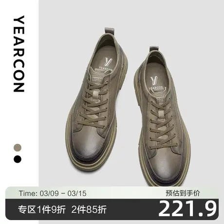 意尔康皮鞋男春季款低帮户外休闲鞋真皮时尚潮流擦色工装鞋男士图片