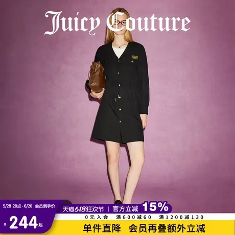Juicy Couture橘滋春夏新款新女装金丝刺绣翻领连衣裙子图片
