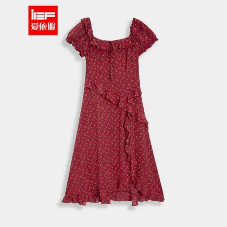 IEF/爱依服裙子2025夏季新款法式茶歇浪漫度假风碎花连衣长裙图片