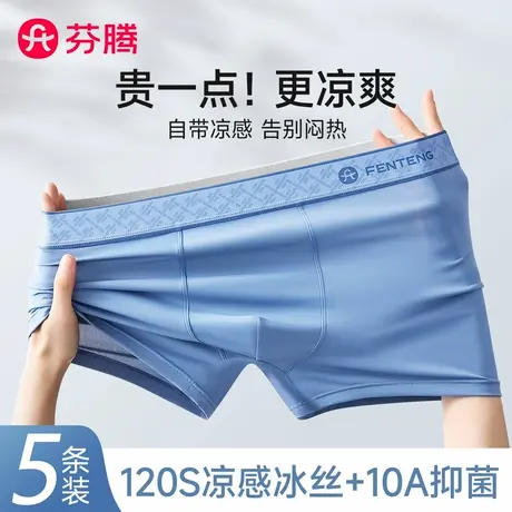 芬腾男士冰丝内裤男生2025新款平角裤夏季薄款抗菌男款四角短裤头图片