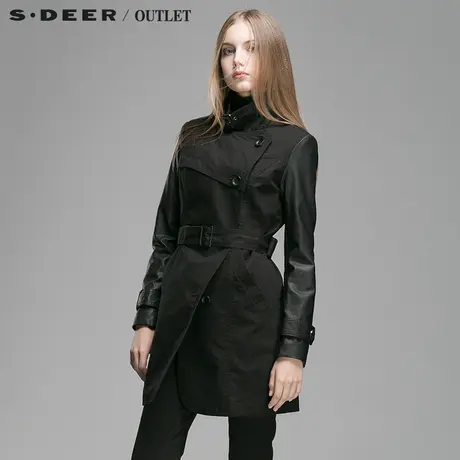 s.deer【聚】圣迪奥专柜正品秋装袢扣立领帅气感风衣S14381815图片
