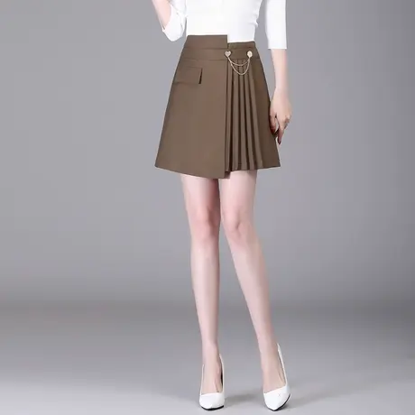不规则高腰短裙半身裙女2023春秋新款洋气韩版a字裙显瘦百褶裙子图片