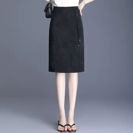 气质提花中裙包臀裙女夏季2025新款高腰显瘦半身裙中长通勤一步裙图片