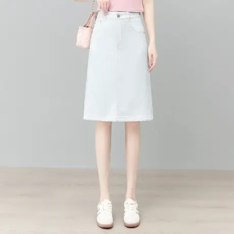 休闲时尚开叉牛仔A字裙女夏季中长薄款半身裙子水洗棉一步包臀裙a图片