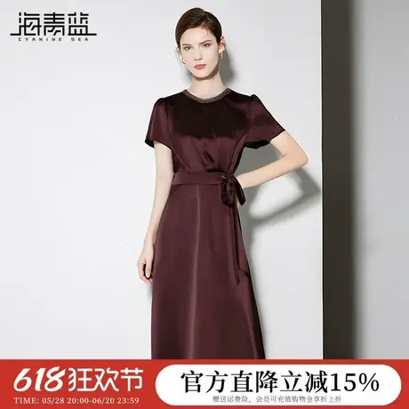 海青蓝 女装2025新款夏高级感小个子海边度假时尚气质减龄连衣裙图片