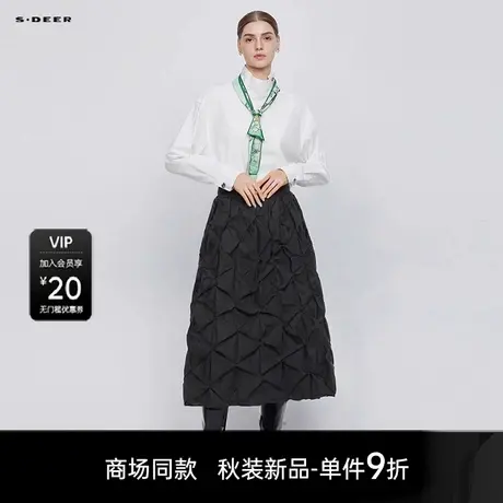 【商场同款】sdeer圣迪奥女时尚高腰不规则立体裁剪长裙S25381103商品大图