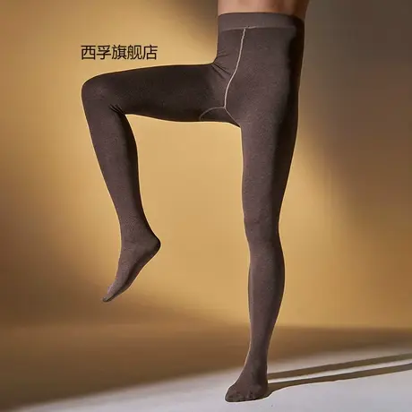 秋冬季男士大码加绒加厚保暖丝袜打底裤高腰收腹修身竖开口连裤袜图片
