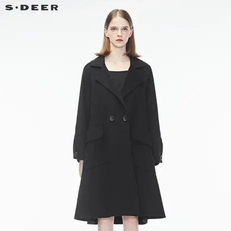 sdeer圣迪奥冬装新款简约双面尼斗篷中长款毛呢外套S18361863图片