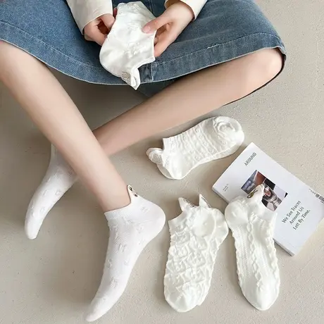 短袜女春夏季薄款浅口ins潮低帮护耳隐形袜可爱卡通夏天日系短袜图片