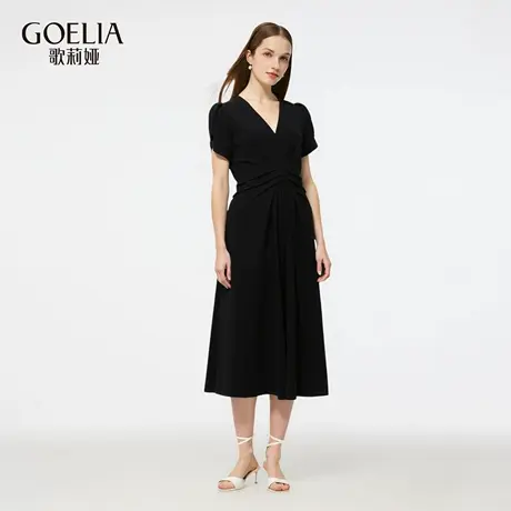 歌莉娅夏季新品褶皱针织连衣裙1E5C4H4N0图片
