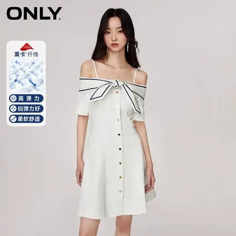 ONLY2023夏季新款时尚修身一字肩短款牛仔连衣裙女|123242063图片