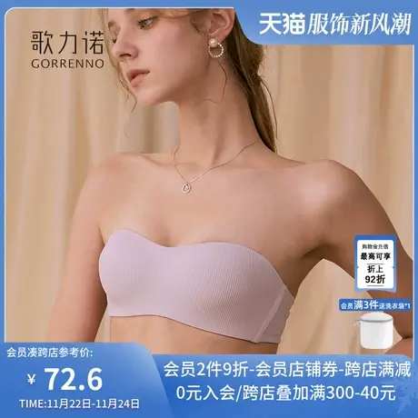 夏季抹胸内衣女隐形薄款无钢圈无痕半杯裹胸小胸聚拢无肩带文胸罩图片