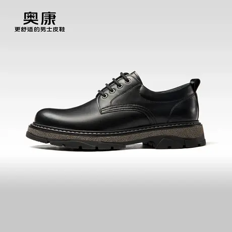 奥康男鞋春秋季韩版时尚运动休闲皮鞋男厚底圆头舒适工装鞋图片