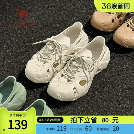 骆驼男鞋运动凉鞋夏季2024新款软底沙滩拖鞋透气户外系带洞洞鞋男图片