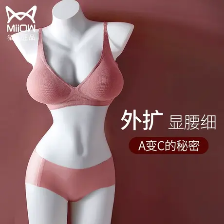 猫人外扩内衣小胸聚拢显大加厚无痕美背防下垂无钢圈调整型文胸罩商品大图
