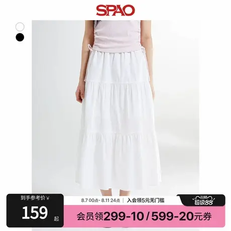 SPAO韩国同款2024年秋冬女士气质易搭通勤日常褶皱半身裙图片