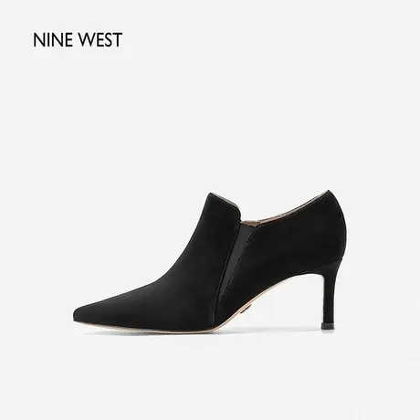 Nine West/玖熙短靴女高跟2023年秋冬新款细跟低筒尖头通勤时装靴图片