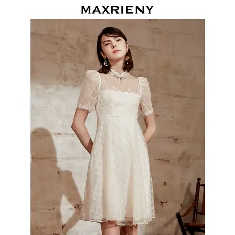 MAXRIENY夏季祥云扣短袖连衣裙女中式国风仙美连衣裙女图片