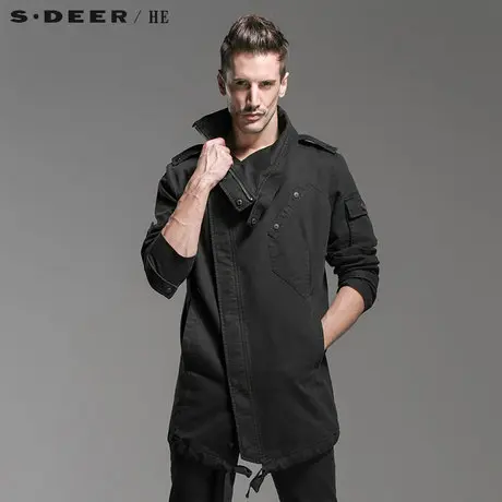 【惠】sdeerhe圣迪奥男装休闲纯棉中长大衣外套H14471708图片