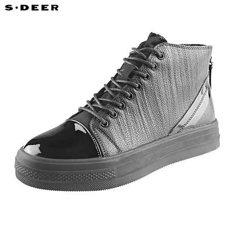 sdeer圣迪奥个性时尚拼接拉链高帮板鞋S21383945图片