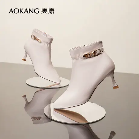 【门店发货】奥康女鞋 2022冬季新款时装靴尖头细高跟气质显瘦图片