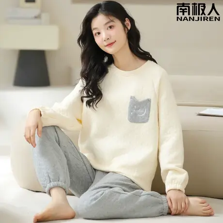 睡衣女秋冬款2023新款 春秋款 空气棉女士加厚纯朴家居服女款冬季图片