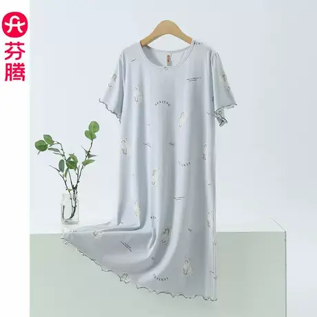 芬腾纯棉睡裙女夏季薄款短袖大码可爱睡衣2025新款全棉女款连衣裙图片