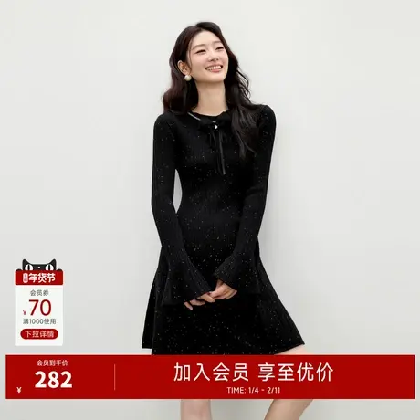秋水伊人圆领千金风连衣裙 2025冬季新款女装甜美俏皮经典A字裙子图片